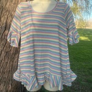 NWT Paisley Raye short sleeve rainbow striped baby doll shirt Small/Medium